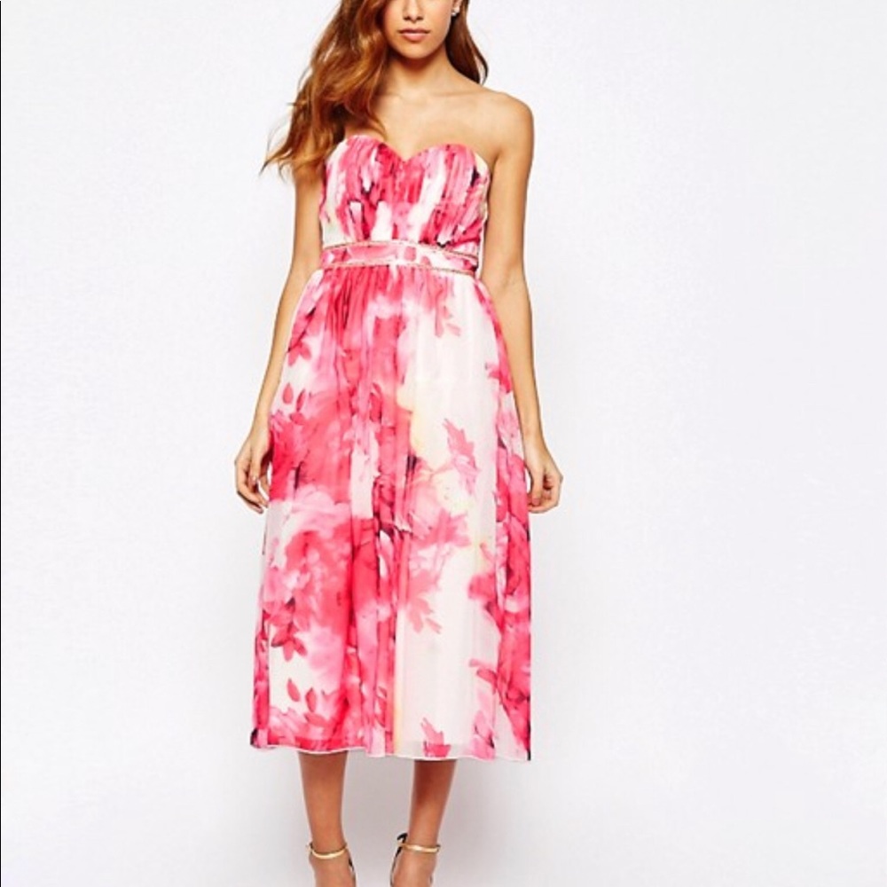 ASOS Floral Pink Midi Dress